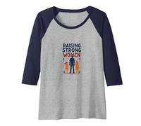 Raising Strong Women: Empowering Daughters for Fathers Raglan Baseball Tee, Women, Navy/Athletic Heather, S