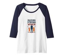 Raising Strong Women: Empowering Daughters for Fathers Raglan Baseball Tee, Women, Navy/White, XXL