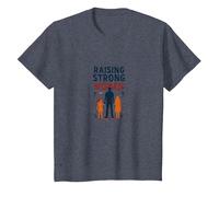 Raising Strong Women: Empowering Daughters for Fathers T-Shirt, Kids, Heather Blue, 12 Years