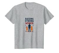 Raising Strong Women: Empowering Daughters for Fathers T-Shirt, Kids, Heather Grey, 8 Years