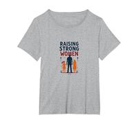 Raising Strong Women: Empowering Daughters for Fathers T-Shirt, Women's Plus, Heather Grey, 4X