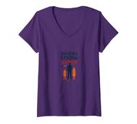 Raising Strong Women: Empowering Daughters for Fathers V-Neck T-Shirt, Women, Purple, XL