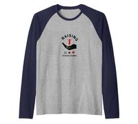 Raising Strong Women: Empowerment and Support Raglan Baseball Tee, Men, Navy/Athletic Heather, L