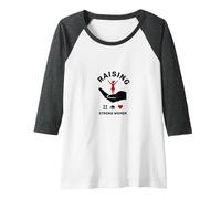 Raising Strong Women: Empowerment and Support Raglan Baseball Tee, Women, Dark Heather/White, XXL