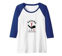 Raising Strong Women: Empowerment and Support Raglan Baseball Tee, Women, Royal Blue/White, L