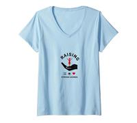 Raising Strong Women: Empowerment and Support V-Neck T-Shirt, Women, Baby Blue, L