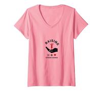 Raising Strong Women: Empowerment and Support V-Neck T-Shirt, Women, Pink, L