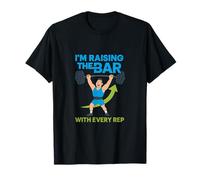 Raising The Bar with Every Rep Weightlifting Humor Novelty T-Shirt