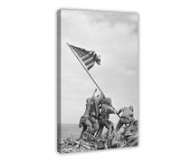 Raising The Flag on Iwo Jima World War 2 WWII Pacific 1945 Photo Canvas Poster Wall Art Decor Print Picture Paintings for Living Room Bedroom Decoration 12x18inch(30x45cm)