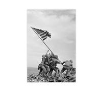 Raising The Flag on Iwo Jima World War 2 WWII Pacific 1945 Photo Canvas Poster Wall Art Decor Print Picture Paintings for Living Room Bedroom Decoration 16x24inch(40x60cm)