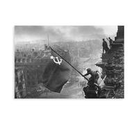 Raising The Soviet Flag Over The Reichstag USSR World War 2 Berlin Poster Bedroom Canvas Decor Print Wall Art Office Room Aesthetic Decor Gift Unframe