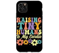 Raising Tiny Humans Is My Cardio Groovy Floral Family Parent Case for iPhone 11 Pro Max