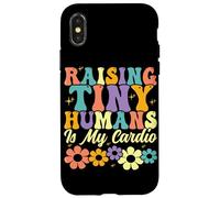 Raising Tiny Humans Is My Cardio Groovy Floral Family Parent Case for iPhone X/XS