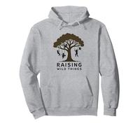 Raising Wild Things: Playful Kids Tree Silhouette Pullover Hoodie, Adult Unisex, Heather Grey, M