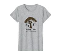 Raising Wild Things: Playful Kids Tree Silhouette T-Shirt, Women, Heather Grey, XXL