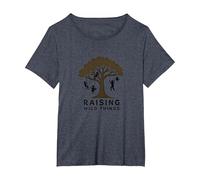Raising Wild Things: Playful Kids Tree Silhouette T-Shirt, Women's Plus, Heather Blue, 5X