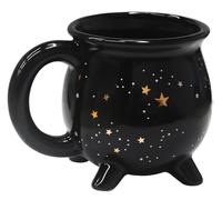 RAISLY Astral Cauldron Coffee Mug 300ml/10oz Black Ceramic Witch Mugs, Adorable Sorceress’s Potion Themed Cups, All-Season Drinkware, Ideal for Christmas Thanksgiving Halloween and Party Presents