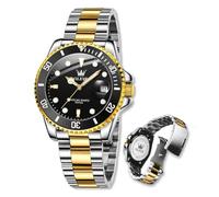 Raitown Men Watch Stainless Steel, 41mm Dial with Luminescent Indices and Date Display, 30M Water-Resistant, Quartz Movement, Classic Design, Men's Wristwatch Black