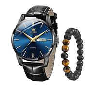 Raitown Men's Leather Watches | Ultra-Lightweight Design · Water-Resistant 3 ATM · Quartz Movement with Calendar · Classic Style · 5 Colors Available · Wristwatch for Men Blue