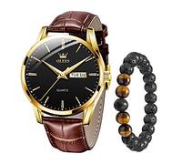 Raitown Men's Leather Watches | Ultra-Lightweight Design · Water-Resistant 3 ATM · Quartz Movement with Calendar · Classic Style · 5 Colors Available · Wristwatch for Men Black