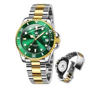 Raitown Men's Stainless Steel Analogue Quartz Waterproof Luminous Fashion Classic Big Dial Gold Silver Black Watch for Men