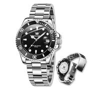 Raitown Men's Stainless Steel Analogue Quartz Waterproof Luminous Fashion Classic Big Dial Gold Silver Black Watch for Men