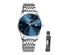 Raitown Men's Watch Stainless Steel, 40mm Dial with Date, 30M Water-Resistant, Quartz Movement, Minimalist Design, Classic Wristwatch for Men (Blue)