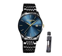 Raitown Men's Watch Stainless Steel, 40mm Dial with Date, 30M Water-Resistant, Quartz Movement, Minimalist Design, Classic Wristwatch for Men (Blue)