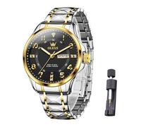Raitown Watch for Men Stainless Steel Quartz Waterproof Classic Large Dial Fashion Gift Silver Black Gold Blue Men's Wristwatch