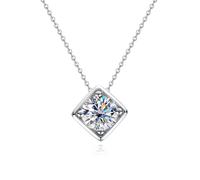 Raivari Moissanite 1-5ct Diamond Necklaces 18K White Gold Plated 925 Sterling Silver Bezel Setting D Color VVS1 Simulated Diamond Solitaire Pendant Necklace for Men and Women, 0.5-0.6CT, Gemstone