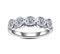 Raivari Moissanite Eight Hearts and Arrows Waves Geometric Shape Stackable Eternity Ring Wedding Band D VVS1 Clarity 925 Sterling Silver for Women with Certificate, Gemstone, Moissanite