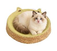 Raixihu Circle Cat Scratcher - Breathable Woven Nest | Kitten Ear Design Cotton Rope Boho Cat Bed,for Play Exercise Enrichment Activity Nail Trimming Paws Care Furniture Safety