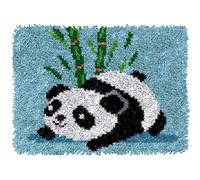 Raixleb Latch Hook Kits for Adults/Kids Pattern Printed Rug Making Kit Everything Included Gift for Family Friends Latch Hook Rugs DIY Needlework Crafts for Home Sofa Panda Blue 20 X 15 inches