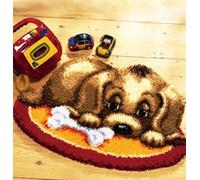 Raixleb Latch Hook Kits for Adults/Kids Pattern Printed Rug Making Kit Everything Included Gift for Family Friends Latch Hook Rugs DIY Needlework Crafts for Home Sofa Dog 20X15 inches