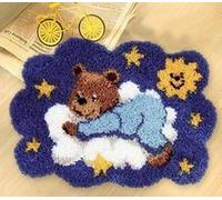 Raixleb Latch Hook Kits for Adults/Kids Pattern Printed Rug Making Kit Everything Included Gift for Family Friends Latch Hook Rugs DIY Needlework Crafts for Home Sofa 20 X 18 inches Bear