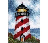 Raixleb Latch Hook Kits for Adults/Kids Pattern Printed Rug Making Kit Everything Included Gift for Family Friends Latch Hook Rugs DIY Needlework Crafts for Home Sofa 20X15 inches Lighthouse