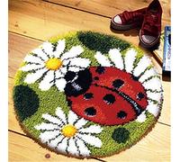 Raixleb Latch Hook Kits for Adults/Kids Pattern Printed Rug Making Kit Everything Included Gift for Family Friends Latch Hook Rugs DIY Needlework Crafts for Home Sofa 20 X 20 inches Ladybird