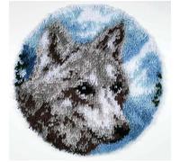 Raixleb Latch Hook Kits for Adults/Kids Pattern Printed Rug Making Kit Everything Included Gift for Family Friends Latch Hook Rugs DIY Needlework Crafts for Home Sofa Wolf 20X20 inches