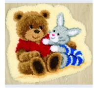 Raixleb Latch Hook Kits for Adults/Kids Pattern Printed Rug Making Kit Everything Included Gift for Family Friends Latch Hook Rugs DIY Needlework Crafts for Home Sofa 20 X 20 inches Bear/Rabbit