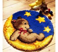 Raixleb Latch Hook Kits Rug Pattern Printed 20" X 20" DIY for Kids and Adults Gift for Family Friends Needlework Crafts Cute Christmas Gifts Bear