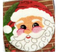 Raixleb Latch Hook Kits Rug Pattern Printed 20" X 20" DIY for Kids and Adults Gift for Family Friends Needlework Crafts Cute Christmas Gifts Santa with Beard ZD137