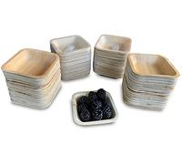 Raj Disposable Palm Leaf Bowls (100 Count, 4" (10 cm) Square Bowls) Strong Bowl Like Bamboo Party Bowl - Decorative Compostable Tableware for Lunch, Dinner, Birthday, Outdoor, BBQ, Picnic.