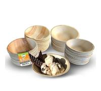 Raj Disposable Palm Leaf Bowls (100 Count, 6.5" (16.5 cm) Bowls) Strong Bowl Like Bamboo Party Bowl - Decorative Compostable Tableware for Lunch, Dinner, Birthday, Camping, Outdoor, BBQ, Picnic