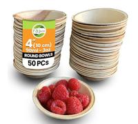 Raj Disposable Palm Leaf Bowls (50 Count, 4" (10 cm) Bowl) Strong Bowls Like Bamboo Party Bowl - Decorative Compostable Tableware for Lunch, Dinner, Birthday, Outdoor, BBQ, Picnic, Parties
