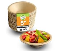 Raj Disposable Palm Leaf Bowls for Rabbits I 25 Count - 5'' Compostable Bowl for Small Pets I Bamboo Bowls Safe I Disposable Bunny Chew Toys I Chewable Treat Dish for Rabbits, Bunnies, Hamsters