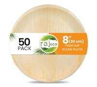 Raj Eco Compostable Palm Leaf Plates Disposable - 8 Inch (20 Cm) Plates, Natural Wooden, Eco-Friendly, Fancy Biodegradable & Disposable Dessert Appetizer Plates