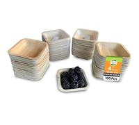 Raj Palm Leaf Square Bowls 4" (10cm) | 100 Pack | Compostable