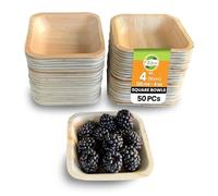 Raj Palm Leaf Square Bowls 4" (10cm) | 50 Pack | Compostable
