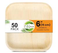 Raj Palm Leaf Square Plates 6" (15cm) | 50 Pack | Eco Fancy