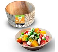 Raj Unique Collection 7.5" (19 cm) Round Bowls (25 Pack) Palm Leaf Bowls Better Than Bamboo & Paper Bowl Disposable Bowl, Compostable, Biodegradable, Eco-Friendly Heavy Duty Bowl for Wedding & Events